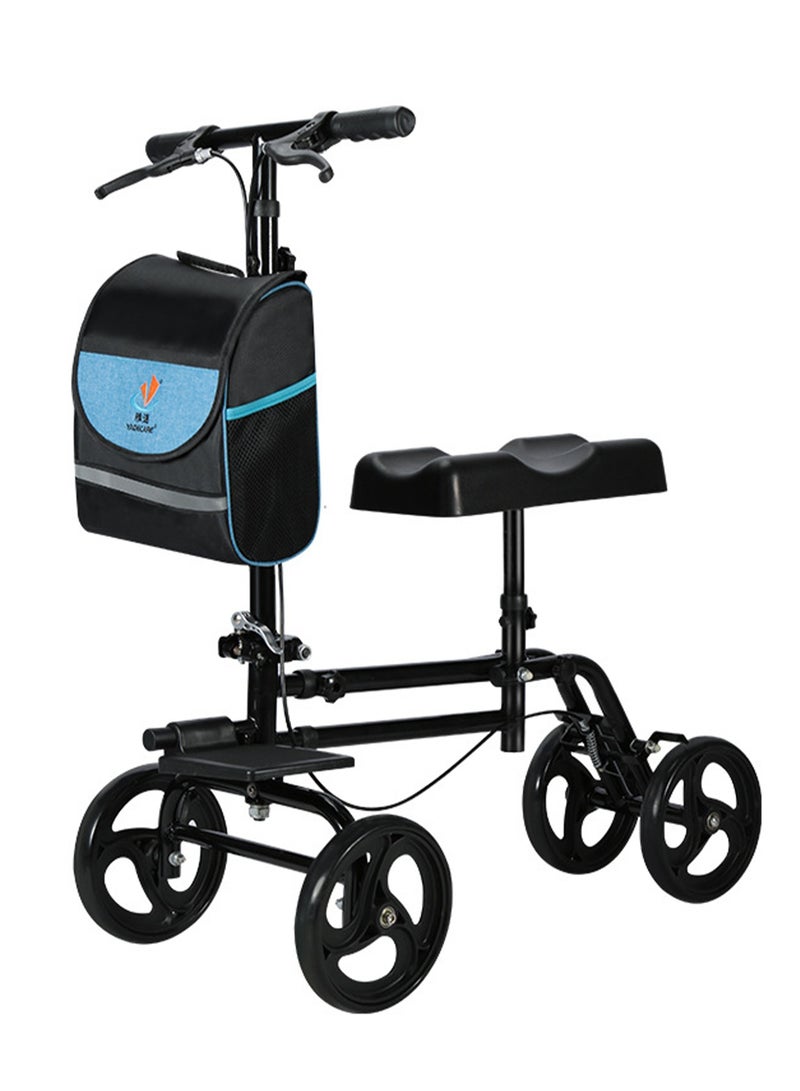 OSSO Knee Scooter with Foot Pedal All Terrain Steerable Knee Walker for Leg Surgery Recovery Broken Ankle Recovery Foldable Crutch Alternative with Storage Bag Dual Braking System Adjustable Orthopedic Mobility Scooter for Adults - Image 1